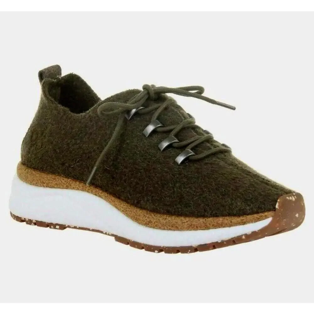 Olive Alpaca Wool OTBT Courier Sneakers size 8.5 casual chic